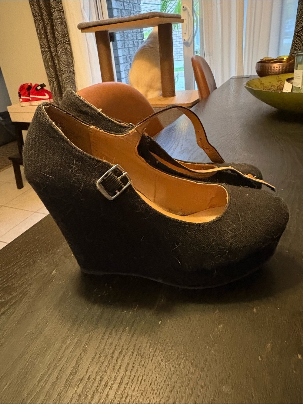 Women’s Black Wedge Mary Jane Heels